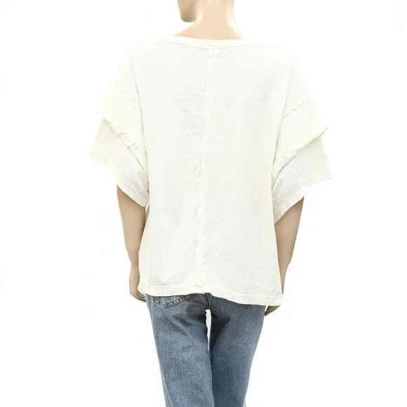 Free People What A Waist Tunic Tee Top Solid Cotton Oversized Ivory S New - Picture 5 of 7